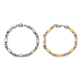 304 Stainless Steel Faceted Column Link Bracelets for Men