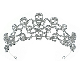 Halloween Skull Crown, Alloy Crystal Rhinestone Hair Accessories for Party