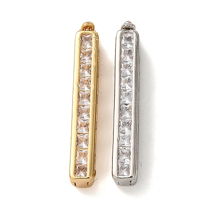 Застежки-твистеры из латуни с микропейвом и прозрачным фианитом, прямоугольные