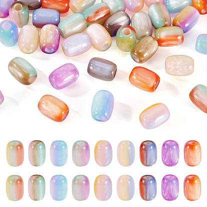 36 шт. 9 цвета трехцветные европейские бусины из смолы, бусины с большим отверстием, имитации кошачьего глаза , баррель