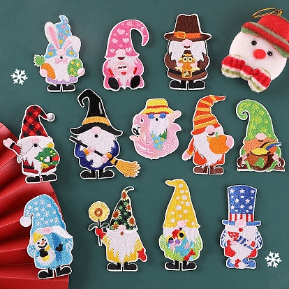 Christmas Santa Claus Computerized Embroidery Cloth Self Adhesive Patches, Stick On Patch, Costume Accessories, Appliques