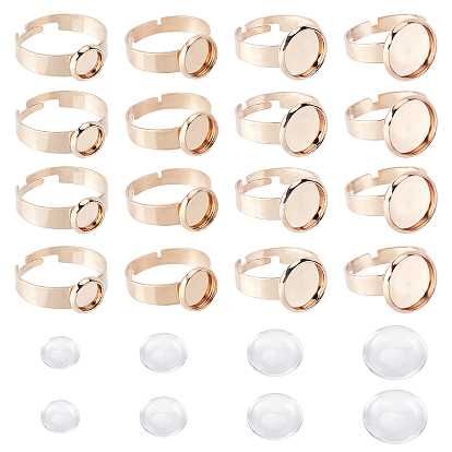DIY Finger Rings Making Kits, Including Adjustable 304 Stainless Steel Finger Rings Components, Transparent Glass Cabochons