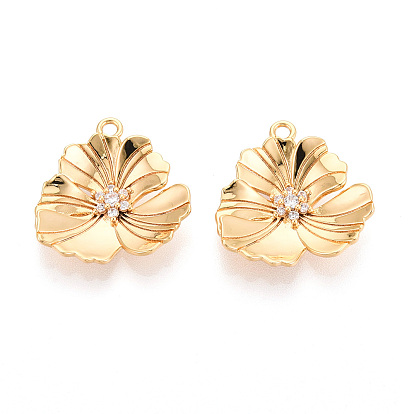 Латунные микро проложить кубического циркония подвески, цветок, без никеля , долговечный