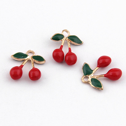 Alloy Enamel Pendants, Cherry