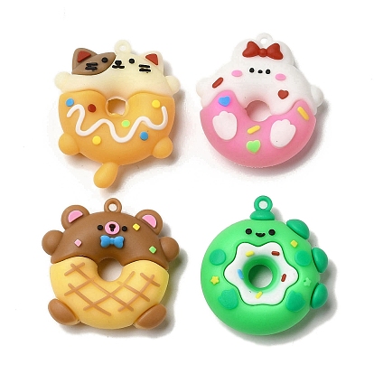 Donut PVC Plastic Cartoon Pendants, for DIY Keychain Making