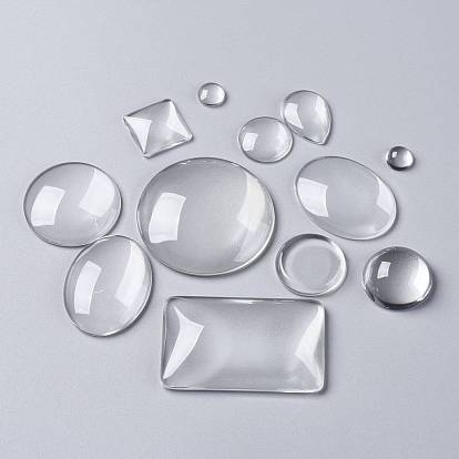 Transparent Glass Cabochons, Mixed Shapes, Mix Style