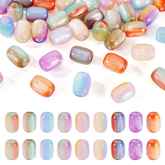 36 шт. 9 цвета трехцветные европейские бусины из смолы, бусины с большим отверстием, имитации кошачьего глаза , баррель