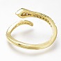 Adjustable Brass Micro Pave Cubic Zirconia Snake Cuff Rings, Open Rings, Long-Lasting Plated