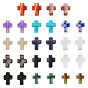 28Pcs 14 Styles Mixed Gemstone Beads, Cross, Mixed Dyed and Undyed