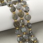 Природные лабрадорита бисер нитей, граненый шестиугольный разрез, плоско-круглые, с бисером