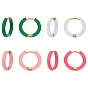 4 пары 4 цвет натуральный 18 позолоченные серьги-кольца из нержавеющей стали с эмалью