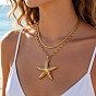Ocean 304 Stainless Steel Starfish Pendant Double Layer Necklaces for Women