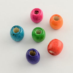 Dyed Natural Maple Wood Beads, Barrel, Lead Free