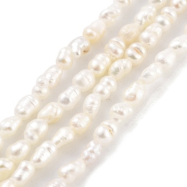 Natural Keshi Pearl Cultured Freshwater Pearl Beads Strands, Baroque Pearls, Grade 3A, Rice