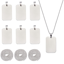 Unicraftale DIY Pendant Necklace Making Kits, Including Stainless Steel Ball Chains & Rectangle Tag Pendants