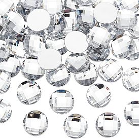 80 Stück imitierte taiwanesische Acryl-Strass-Cabochons mit flacher Rückseite, facettiert, halbrund / Dome