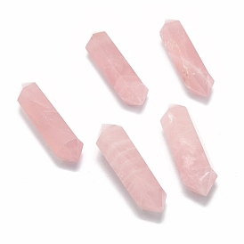 Natural Rose Quartz Beads, Healing Stones, No Hole/Undrilled, Double Terminated Point