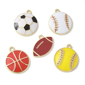 Подвески из эмали и сплава, без свинца, без кадмии и без никеля, золотые, спортивные шармы-мячи