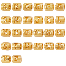 Olycraft 52Pcs 26 Style Alloy Letter Beads, Column, Matte Gold Color