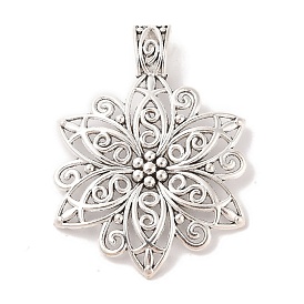 Tibetan Style Alloy Focal Pendants, Lead Free and Cadmium Free, Fancy Filigree Flower