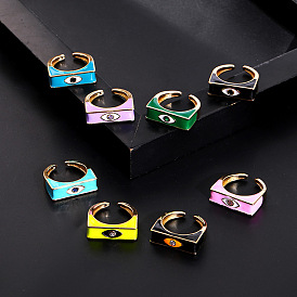 Colorful Oil Drop Zircon Eye Ring with Adjustable Opening for Women