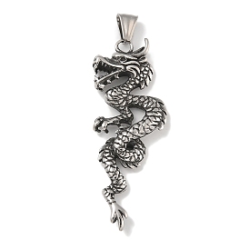 Retro 304 Stainless Steel Big Pendants, Dragon Charm