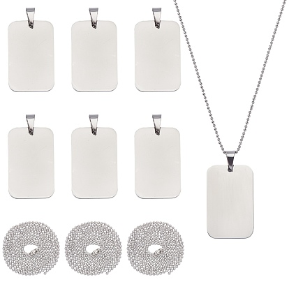 DIY Pendant Necklace Making Kits, Including Stainless Steel Ball Chains & Rectangle Tag Pendants