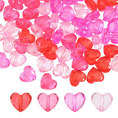80 шт 4 цвета прозрачные акриловые бусины, граненые, сердце