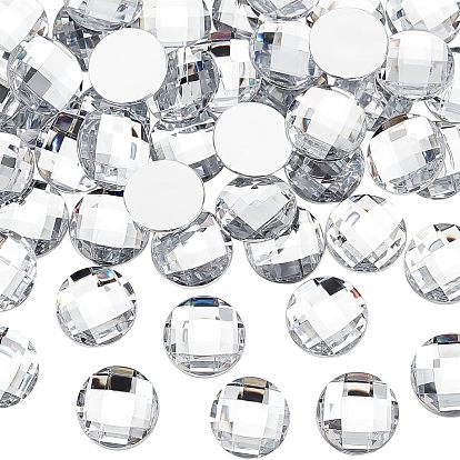 80 Stück imitierte taiwanesische Acryl-Strass-Cabochons mit flacher Rückseite, facettiert, halbrund / Dome