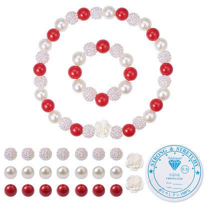 DIY Children's Necklace Making, with AB-Color Resin Rhinestone Bead, Acrylic Bead and Crystal Thread
