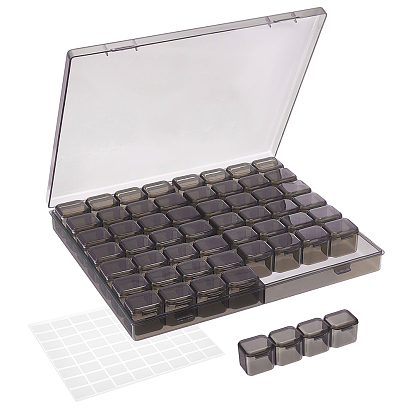 56 Grids Polypropylene(PP) Craft Organizer Case Storage Box, for Crafting, Beading, Nail Art Rhinestones, Diamond Embroidery, with Sticker Labels