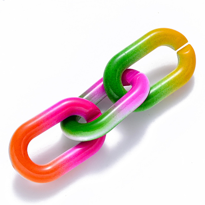 Two Tone Opaque Acrylic Linking Rings, Quick Link Connectors, for Cable Chains Making, Oval