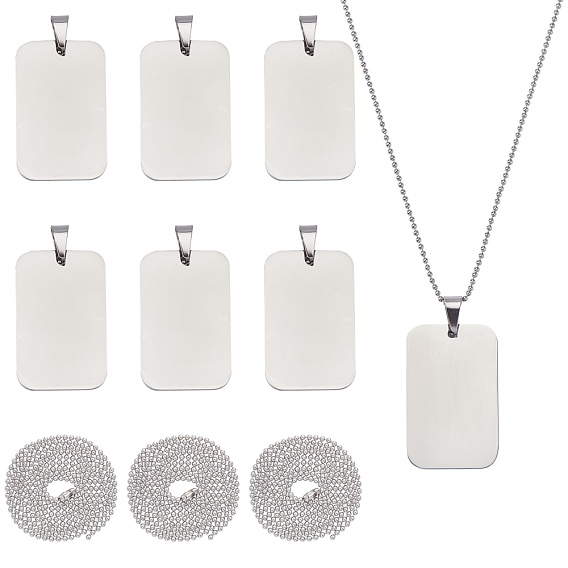 DIY Pendant Necklace Making Kits, Including Stainless Steel Ball Chains & Rectangle Tag Pendants