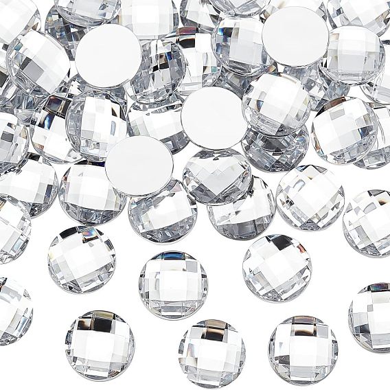 80Pcs Imitation Taiwan Acrylic Rhinestone Flat Back Cabochons, Faceted, Half Round/Dome