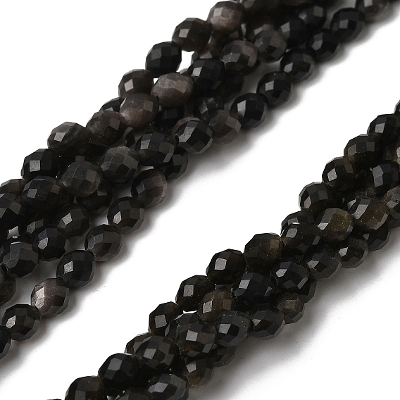 Природные обсидиана бисер нитей, граненые, рис