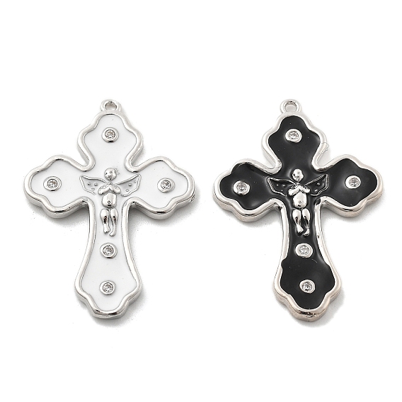 Латунные микро проложить кубический цирконий подвеска, крестик, с эмалью, без свинца и без кадмия, долговечный