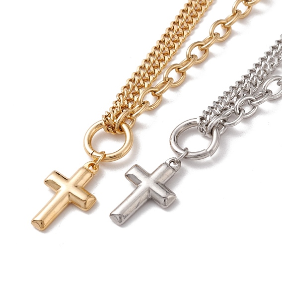 Cross Pendant Necklace for Women, 304 Stainless Steel Chain Necklace