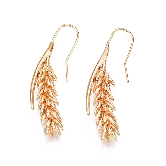 Серьги-подвески из латуни с пшеничными вставками, долговечный