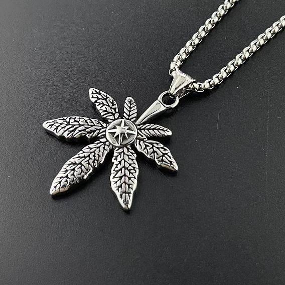 Мужские ожерелья с подвесками из нержавеющей стали в стиле ретро-рок-панк с кленовым листом 304