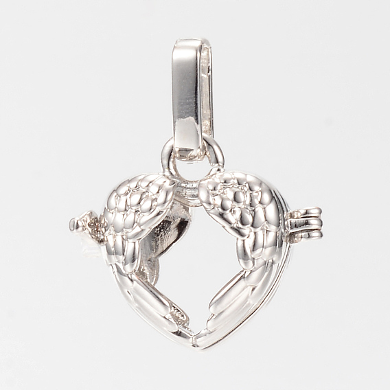 Подвески из латуни, без никеля , для ожерелья, сердце с крыла, полый