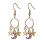 Moon and Star Alloy Enamel Chandelier Earrings