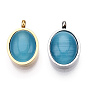 304 Stainless Steel Pendants, Manual Polishing, with Cat Eye, Oval Charm