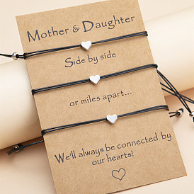 Bracelet familial en cuivre perforé coeur réglable serti d'une carte de bénédiction pour la fête des mères (en pièces)