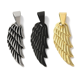 Ion Plating(IP) 304 Stainless Steel Pendants, Wing Charm