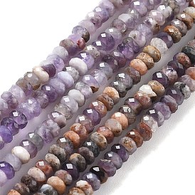 Природный аметист нитей бисера, граненые, рондель