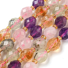 Natural Amethyst & Rose Quartz & Prehnite & Citrine Beads Strands, Faceted, Oval, with Seed Beads