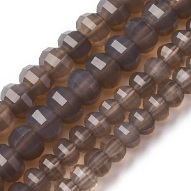 Серые натуральные бусины из агата , окрашенная и подогревом, граненые, тыква