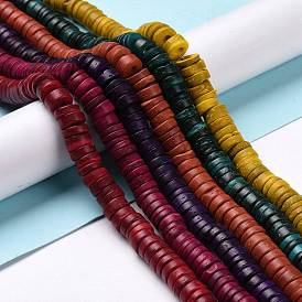 Dyed Natural Coconut Disc Bead Strands, 9x2~6mm, Hole: 3mm, about 108pcs/strand, 15.7 inch