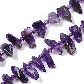 Natural Amethyst Nuggets Beads Strands, with Seed Beads