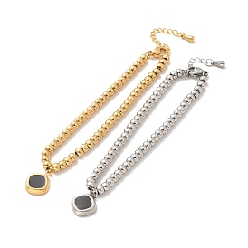 304 браслет из нержавеющей стали с ромбами и эмалью, 201 браслет из круглых бусин из нержавеющей стали для женщин